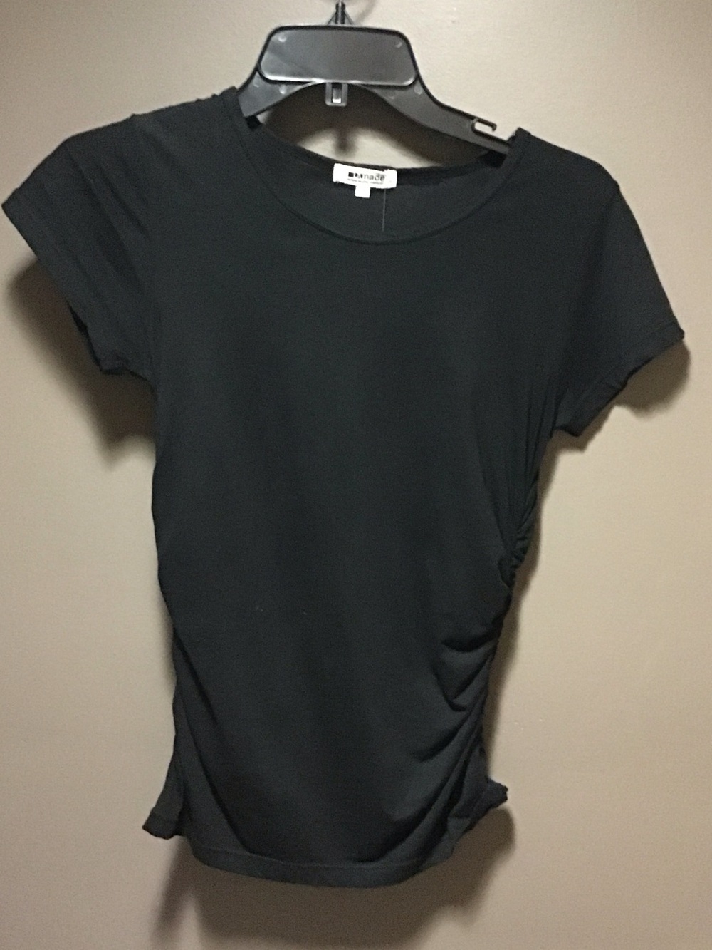 LAmade Black Short-Sleeve Crewneck Top with Side Ruching - Picture 2 of 3